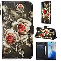 Leather Case Stands Fashionable Pattern Flip Cover Holder Y02B for Samsung Galaxy S20 5G Black