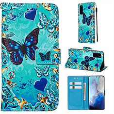 Leather Case Stands Fashionable Pattern Flip Cover Holder Y02B for Samsung Galaxy S20 5G Sky Blue