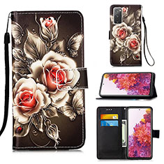 Leather Case Stands Fashionable Pattern Flip Cover Holder Y02B for Samsung Galaxy S20 Lite 5G Black