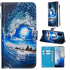 Leather Case Stands Fashionable Pattern Flip Cover Holder Y02B for Samsung Galaxy S20 Navy Blue