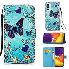 Leather Case Stands Fashionable Pattern Flip Cover Holder Y02B for Samsung Galaxy S23 FE 5G Sky Blue
