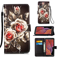Leather Case Stands Fashionable Pattern Flip Cover Holder Y02B for Samsung Galaxy XCover 5 SM-G525F Black
