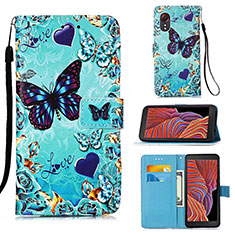 Leather Case Stands Fashionable Pattern Flip Cover Holder Y02B for Samsung Galaxy XCover 5 SM-G525F Sky Blue