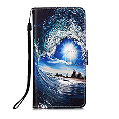 Leather Case Stands Fashionable Pattern Flip Cover Holder Y02B for Xiaomi POCO C3 Navy Blue