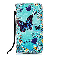 Leather Case Stands Fashionable Pattern Flip Cover Holder Y02B for Xiaomi POCO C3 Sky Blue