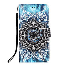 Leather Case Stands Fashionable Pattern Flip Cover Holder Y02B for Xiaomi Poco M3 Blue