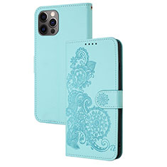 Leather Case Stands Fashionable Pattern Flip Cover Holder Y02X for Apple iPhone 14 Pro Max Sky Blue