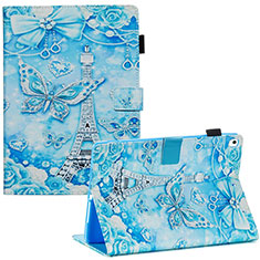 Leather Case Stands Fashionable Pattern Flip Cover Holder Y03B for Apple iPad 10.2 (2020) Mint Blue