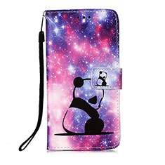 Leather Case Stands Fashionable Pattern Flip Cover Holder Y03B for Apple iPhone 13 Pro Max Purple