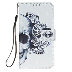 Leather Case Stands Fashionable Pattern Flip Cover Holder Y03B for Samsung Galaxy A01 SM-A015 Black
