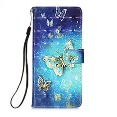 Leather Case Stands Fashionable Pattern Flip Cover Holder Y03B for Samsung Galaxy A02s Sky Blue