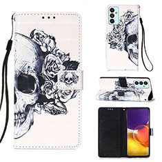 Leather Case Stands Fashionable Pattern Flip Cover Holder Y03B for Samsung Galaxy A05s Black