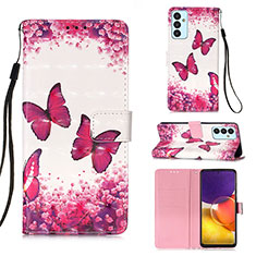 Leather Case Stands Fashionable Pattern Flip Cover Holder Y03B for Samsung Galaxy A05s Hot Pink