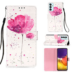 Leather Case Stands Fashionable Pattern Flip Cover Holder Y03B for Samsung Galaxy A05s Pink