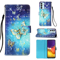 Leather Case Stands Fashionable Pattern Flip Cover Holder Y03B for Samsung Galaxy A05s Sky Blue
