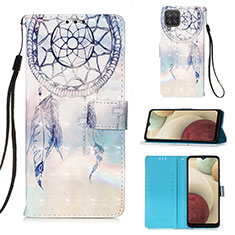 Leather Case Stands Fashionable Pattern Flip Cover Holder Y03B for Samsung Galaxy A12 Nacho Mint Blue