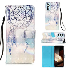 Leather Case Stands Fashionable Pattern Flip Cover Holder Y03B for Samsung Galaxy A15 4G Mint Blue