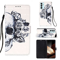 Leather Case Stands Fashionable Pattern Flip Cover Holder Y03B for Samsung Galaxy A15 5G Black