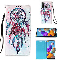 Leather Case Stands Fashionable Pattern Flip Cover Holder Y03B for Samsung Galaxy A21 Mixed
