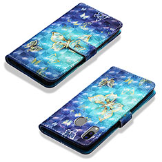 Leather Case Stands Fashionable Pattern Flip Cover Holder Y03B for Samsung Galaxy A40 Sky Blue