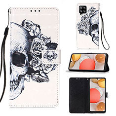 Leather Case Stands Fashionable Pattern Flip Cover Holder Y03B for Samsung Galaxy A42 5G Black