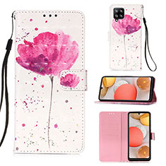 Leather Case Stands Fashionable Pattern Flip Cover Holder Y03B for Samsung Galaxy A42 5G Pink