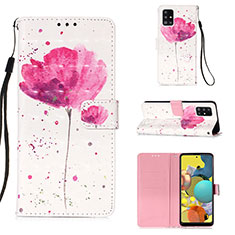 Leather Case Stands Fashionable Pattern Flip Cover Holder Y03B for Samsung Galaxy A51 4G Pink