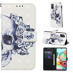 Leather Case Stands Fashionable Pattern Flip Cover Holder Y03B for Samsung Galaxy A71 4G A715 Black