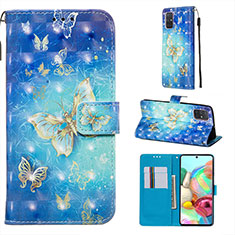 Leather Case Stands Fashionable Pattern Flip Cover Holder Y03B for Samsung Galaxy A71 4G A715 Sky Blue