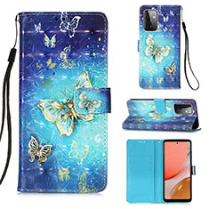 Leather Case Stands Fashionable Pattern Flip Cover Holder Y03B for Samsung Galaxy A72 5G Sky Blue