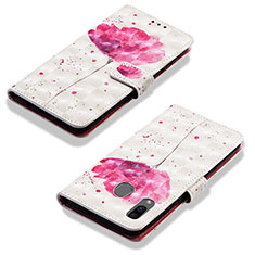 Leather Case Stands Fashionable Pattern Flip Cover Holder Y03B for Samsung Galaxy M10S Pink