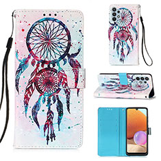 Leather Case Stands Fashionable Pattern Flip Cover Holder Y03B for Samsung Galaxy M32 5G Colorful