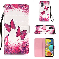 Leather Case Stands Fashionable Pattern Flip Cover Holder Y03B for Samsung Galaxy M40S Hot Pink