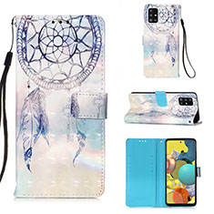 Leather Case Stands Fashionable Pattern Flip Cover Holder Y03B for Samsung Galaxy M40S Mint Blue