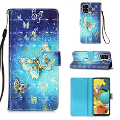Leather Case Stands Fashionable Pattern Flip Cover Holder Y03B for Samsung Galaxy M40S Sky Blue