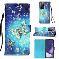 Leather Case Stands Fashionable Pattern Flip Cover Holder Y03B for Samsung Galaxy Note 20 Ultra 5G Sky Blue