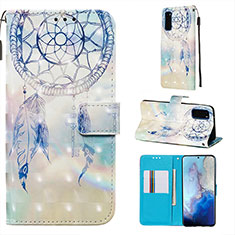 Leather Case Stands Fashionable Pattern Flip Cover Holder Y03B for Samsung Galaxy S20 5G Mint Blue