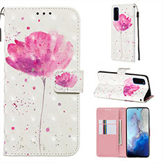 Leather Case Stands Fashionable Pattern Flip Cover Holder Y03B for Samsung Galaxy S20 5G Pink