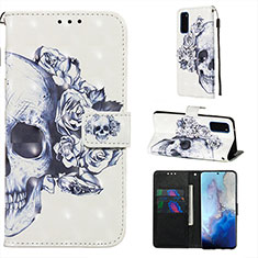 Leather Case Stands Fashionable Pattern Flip Cover Holder Y03B for Samsung Galaxy S20 Black