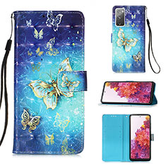 Leather Case Stands Fashionable Pattern Flip Cover Holder Y03B for Samsung Galaxy S20 FE (2022) 5G Sky Blue