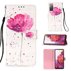 Leather Case Stands Fashionable Pattern Flip Cover Holder Y03B for Samsung Galaxy S20 FE 5G Pink