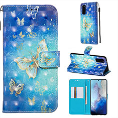Leather Case Stands Fashionable Pattern Flip Cover Holder Y03B for Samsung Galaxy S20 Sky Blue