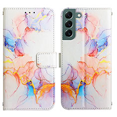 Leather Case Stands Fashionable Pattern Flip Cover Holder Y03B for Samsung Galaxy S21 FE 5G Colorful