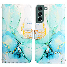 Leather Case Stands Fashionable Pattern Flip Cover Holder Y03B for Samsung Galaxy S22 5G Green
