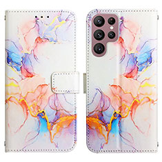 Leather Case Stands Fashionable Pattern Flip Cover Holder Y03B for Samsung Galaxy S24 Ultra 5G Colorful