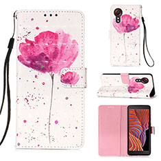 Leather Case Stands Fashionable Pattern Flip Cover Holder Y03B for Samsung Galaxy XCover 5 SM-G525F Pink