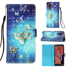 Leather Case Stands Fashionable Pattern Flip Cover Holder Y03B for Samsung Galaxy XCover 5 SM-G525F Sky Blue