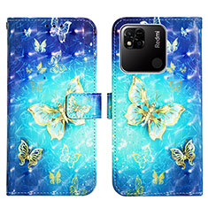 Leather Case Stands Fashionable Pattern Flip Cover Holder Y03B for Xiaomi Redmi 10A 4G Sky Blue