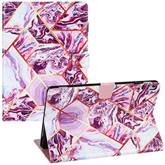 Leather Case Stands Fashionable Pattern Flip Cover Holder Y04B for Apple iPad 10.2 (2020) Purple