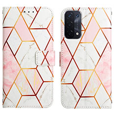 Leather Case Stands Fashionable Pattern Flip Cover Holder Y04B for OnePlus Nord N200 5G White